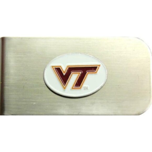 VT Virginia Tech Bottle Cap Opener SilverT Cash Holder Wallet Vintage Money Clip - Picture 1 of 6